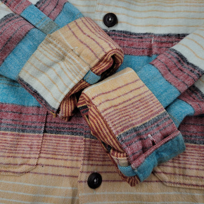 【中古品】【メンズ】 patagonia パタゴニア BLANKET STRIPE SHIRT ブランケット ストライプ シャツ ポルトガル製 長袖 トップス 144-260512-as-08-izu サイズ：S カラー：SAFFRON 万代Net店