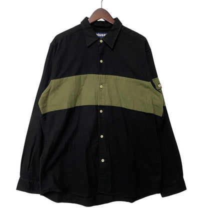 【中古品】【メンズ】 OLD STUSSY オールドステューシー USA製 SWITCHING スイッチング L/S SHIRT ロングスリーブ シャツ トップス 長袖 142-260512-ya-05-izu サイズ：M カラー：BLACK×OLIVE 万代Net店