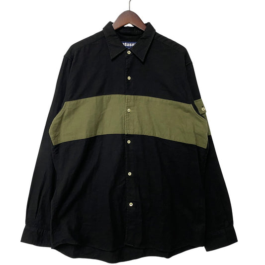 【中古品】【メンズ】 OLD STUSSY オールドステューシー USA製 SWITCHING スイッチング L/S SHIRT ロングスリーブ シャツ トップス 長袖 142-260512-ya-05-izu サイズ：M カラー：BLACK×OLIVE 万代Net店