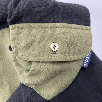 【中古品】【メンズ】 OLD STUSSY オールドステューシー USA製 SWITCHING スイッチング L/S SHIRT ロングスリーブ シャツ トップス 長袖 142-260512-ya-05-izu サイズ：M カラー：BLACK×OLIVE 万代Net店