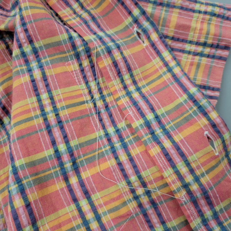 【中古品】【メンズ】 OLD STUSSY オールド ステューシー OPEN COLLAR CHECK S/S SHIRT オープンカラー チェック 半袖シャツ オーストラリア製 142-260512-as-07-izu サイズ：L カラー：マルチカラー 万代Net店