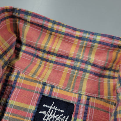 【中古品】【メンズ】 OLD STUSSY オールド ステューシー OPEN COLLAR CHECK S/S SHIRT オープンカラー チェック 半袖シャツ オーストラリア製 142-260512-as-07-izu サイズ：L カラー：マルチカラー 万代Net店