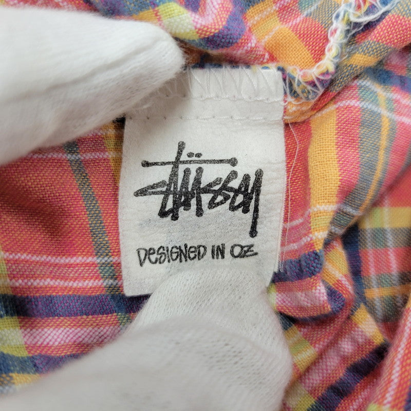 【中古品】【メンズ】 OLD STUSSY オールド ステューシー OPEN COLLAR CHECK S/S SHIRT オープンカラー チェック 半袖シャツ オーストラリア製 142-260512-as-07-izu サイズ：L カラー：マルチカラー 万代Net店
