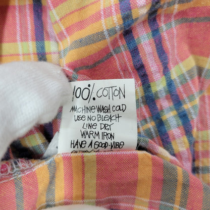 【中古品】【メンズ】 OLD STUSSY オールド ステューシー OPEN COLLAR CHECK S/S SHIRT オープンカラー チェック 半袖シャツ オーストラリア製 142-260512-as-07-izu サイズ：L カラー：マルチカラー 万代Net店