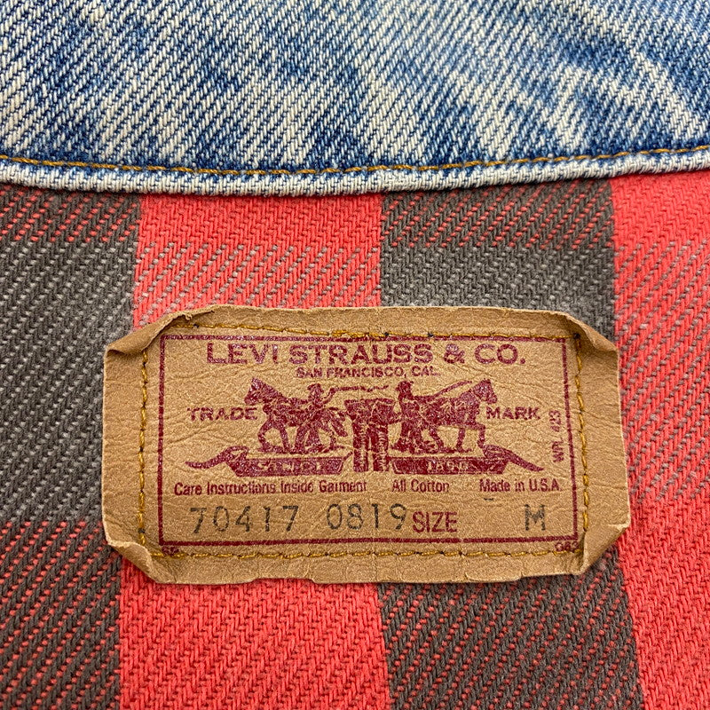【現状渡し品】【メンズ】 Levi's リーバイス CHECK LINER 4TH DENIM JACKET 70417-0819 チェックライナー デニムジャケット 刻印527 USA製 アウター 146-260516-as-08-izu サイズ：M カラー：インディゴ 万代Net店
