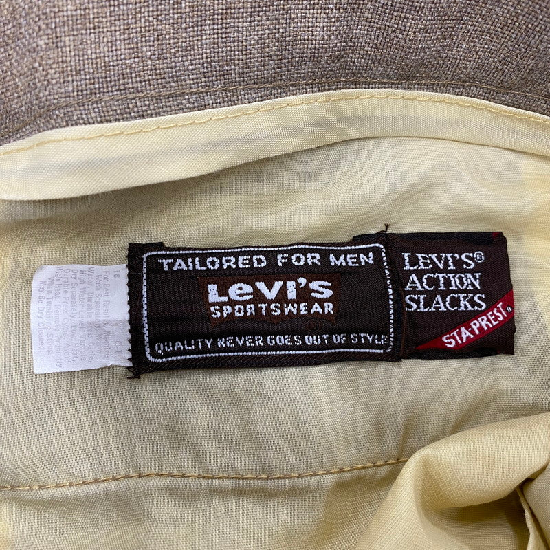 【現状渡し品】【メンズ】 LEVI'S STA-PREST リーバイス ステイ プレスト 70-80S 3P ACTION SUIT SLACKS SET-UP スリーピー アクションスーツ スラックス セットアップ 146-260515-ya-06-izu サイズ：42L カラー：BEIGE 万代Net店