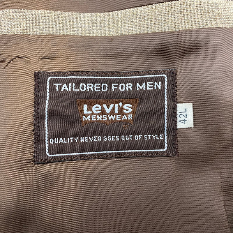 【現状渡し品】【メンズ】 LEVI'S STA-PREST リーバイス ステイ プレスト 70-80S 3P ACTION SUIT SLACKS SET-UP スリーピー アクションスーツ スラックス セットアップ 146-260515-ya-06-izu サイズ：42L カラー：BEIGE 万代Net店
