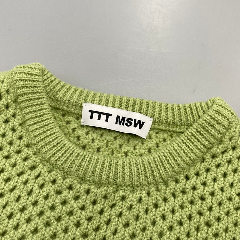 【中古品】【メンズ】 TTT_MSW ティー WOOL PULLOVER KNIT TTT-2021AW-KT05 ウール プルオーバー ニット 142-260524-as-23-izu サイズ：F カラー：ライトグリーン 万代Net店
