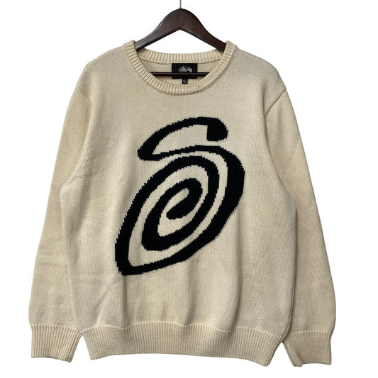 【中古品】【メンズ】 STUSSY ステューシー CURLY S SWEATER 115652 カーリーS セーター ニット 142-260524-as-24-izu サイズ：L カラー：クリーム系 万代Net店