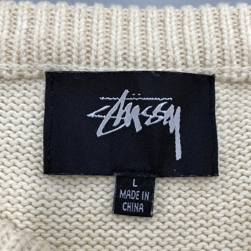 【中古品】【メンズ】 STUSSY ステューシー CURLY S SWEATER 115652 カーリーS セーター ニット 142-260524-as-24-izu サイズ：L カラー：クリーム系 万代Net店