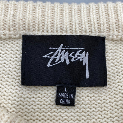 【中古品】【メンズ】 STUSSY ステューシー CURLY S SWEATER 115652 カーリーS セーター ニット 142-260524-as-24-izu サイズ：L カラー：クリーム系 万代Net店