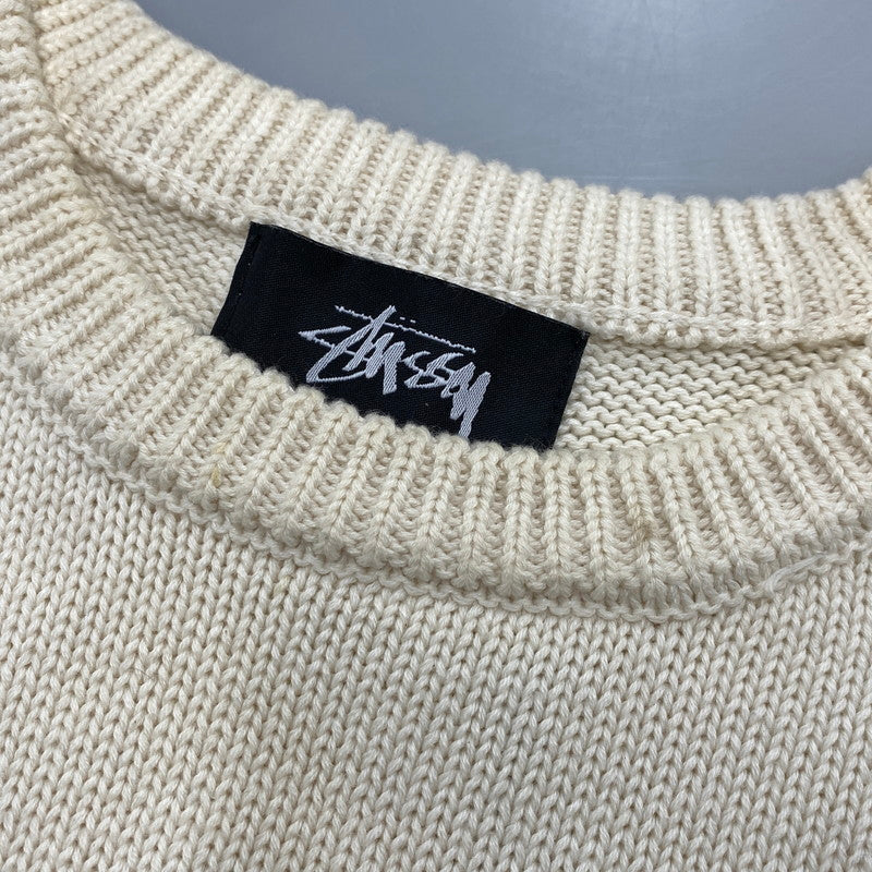 【中古品】【メンズ】 STUSSY ステューシー CURLY S SWEATER 115652 カーリーS セーター ニット 142-260524-as-24-izu サイズ：L カラー：クリーム系 万代Net店