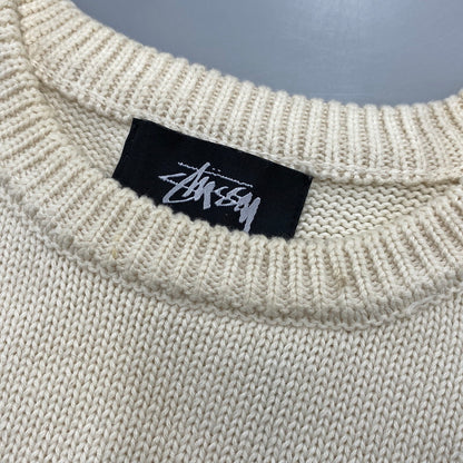 【中古品】【メンズ】 STUSSY ステューシー CURLY S SWEATER 115652 カーリーS セーター ニット 142-260524-as-24-izu サイズ：L カラー：クリーム系 万代Net店