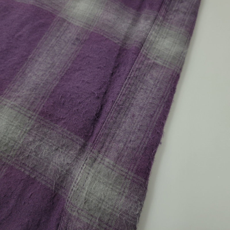 【中古品】【メンズ】 WACKO MARIA ワコマリア RAYON OMBRE CHECK OPEN COLLAR L/S SHIRT レーヨン オンブレチェック オープンカラー 長袖シャツ 142-260512-as-17-izu サイズ：M カラー：パープル×グレー 万代Net店