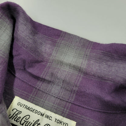 【中古品】【メンズ】 WACKO MARIA ワコマリア RAYON OMBRE CHECK OPEN COLLAR L/S SHIRT レーヨン オンブレチェック オープンカラー 長袖シャツ 142-260512-as-17-izu サイズ：M カラー：パープル×グレー 万代Net店