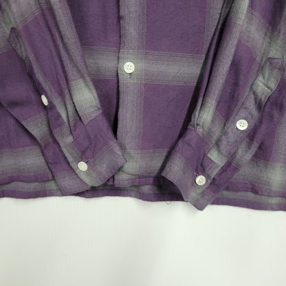 【中古品】【メンズ】 WACKO MARIA ワコマリア RAYON OMBRE CHECK OPEN COLLAR L/S SHIRT レーヨン オンブレチェック オープンカラー 長袖シャツ 142-260512-as-17-izu サイズ：M カラー：パープル×グレー 万代Net店