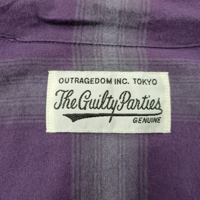 【中古品】【メンズ】 WACKO MARIA ワコマリア RAYON OMBRE CHECK OPEN COLLAR L/S SHIRT レーヨン オンブレチェック オープンカラー 長袖シャツ 142-260512-as-17-izu サイズ：M カラー：パープル×グレー 万代Net店