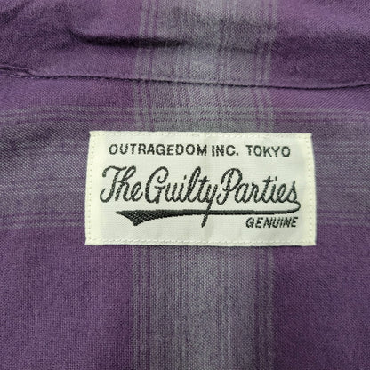 【中古品】【メンズ】 WACKO MARIA ワコマリア RAYON OMBRE CHECK OPEN COLLAR L/S SHIRT レーヨン オンブレチェック オープンカラー 長袖シャツ 142-260512-as-17-izu サイズ：M カラー：パープル×グレー 万代Net店