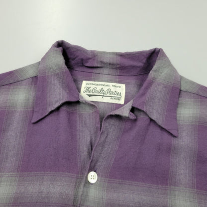 【中古品】【メンズ】 WACKO MARIA ワコマリア RAYON OMBRE CHECK OPEN COLLAR L/S SHIRT レーヨン オンブレチェック オープンカラー 長袖シャツ 142-260512-as-17-izu サイズ：M カラー：パープル×グレー 万代Net店