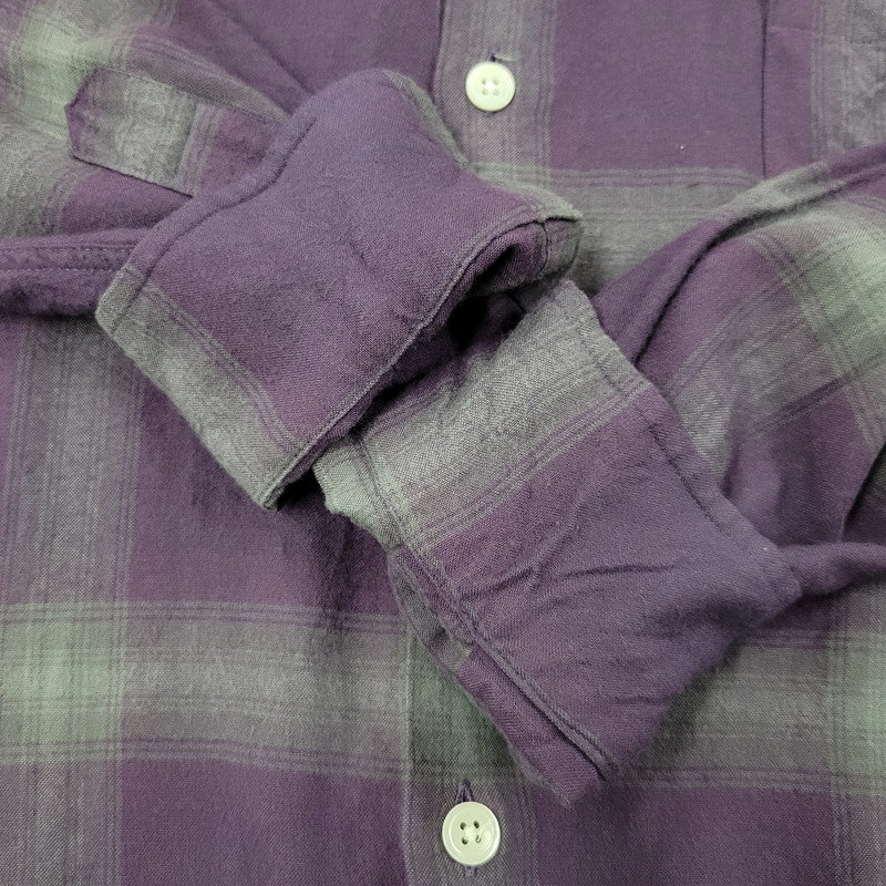 【中古品】【メンズ】 WACKO MARIA ワコマリア RAYON OMBRE CHECK OPEN COLLAR L/S SHIRT レーヨン オンブレチェック オープンカラー 長袖シャツ 142-260512-as-17-izu サイズ：M カラー：パープル×グレー 万代Net店