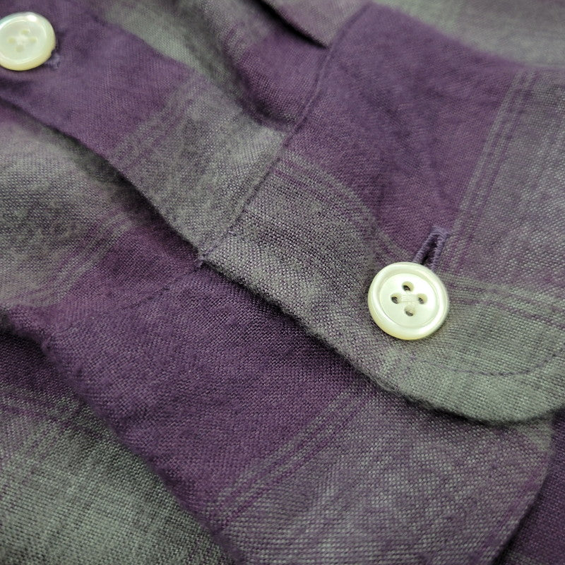 【中古品】【メンズ】 WACKO MARIA ワコマリア RAYON OMBRE CHECK OPEN COLLAR L/S SHIRT レーヨン オンブレチェック オープンカラー 長袖シャツ 142-260512-as-17-izu サイズ：M カラー：パープル×グレー 万代Net店