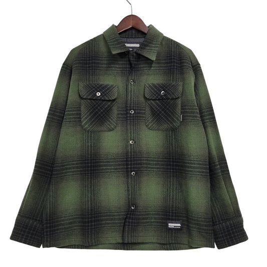【中古品】【メンズ】 NEIGHBORHOOD ネイバーフッド WOOL HOMBRE CHECK SHIRT LS 232BENH-SHM03 ウールオンブレチェックシャツ 長袖 142-260512-as-15-izu サイズ：S カラー：グリーン 万代Net店