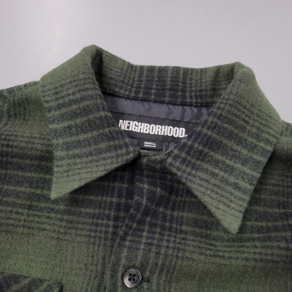 【中古品】【メンズ】 NEIGHBORHOOD ネイバーフッド WOOL HOMBRE CHECK SHIRT LS 232BENH-SHM03 ウールオンブレチェックシャツ 長袖 142-260512-as-15-izu サイズ：S カラー：グリーン 万代Net店