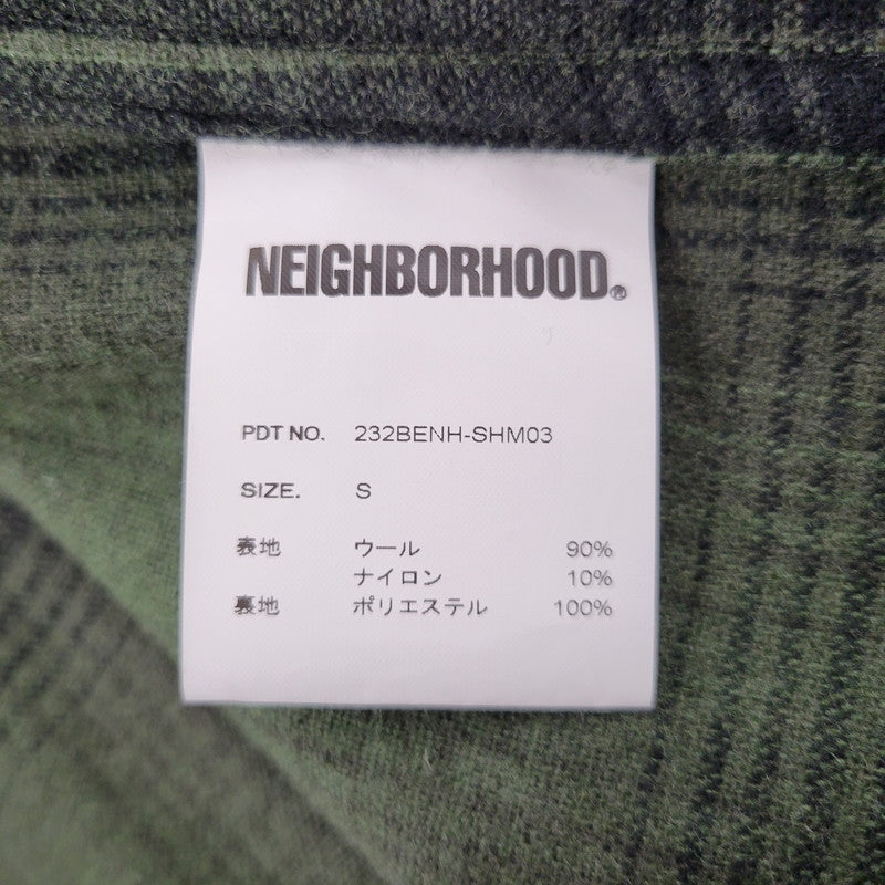 【中古品】【メンズ】 NEIGHBORHOOD ネイバーフッド WOOL HOMBRE CHECK SHIRT LS 232BENH-SHM03 ウールオンブレチェックシャツ 長袖 142-260512-as-15-izu サイズ：S カラー：グリーン 万代Net店