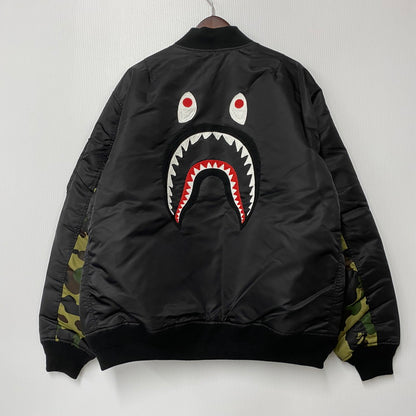 【中古美品】【メンズ】 A BATHING APE アベイシングエイプ 001HJK701003M SHARK MA-1 LOOSE JACKET シャーク エムエーワン ルーズ ジャケット アウター 142-260515-cs-20-izu サイズ：XL カラー：ブラック 万代Net店