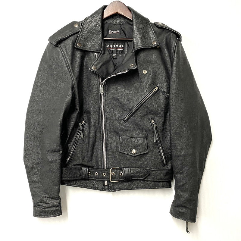 【中古品】【メンズ】 WILSONS LEATHER ウィルソンズレザー DOUBLE RIDERS JACKET ダブル ライダース ジャケット アウター 146-260513-kh-02-izu サイズ：S カラー：ブラック 万代Net店