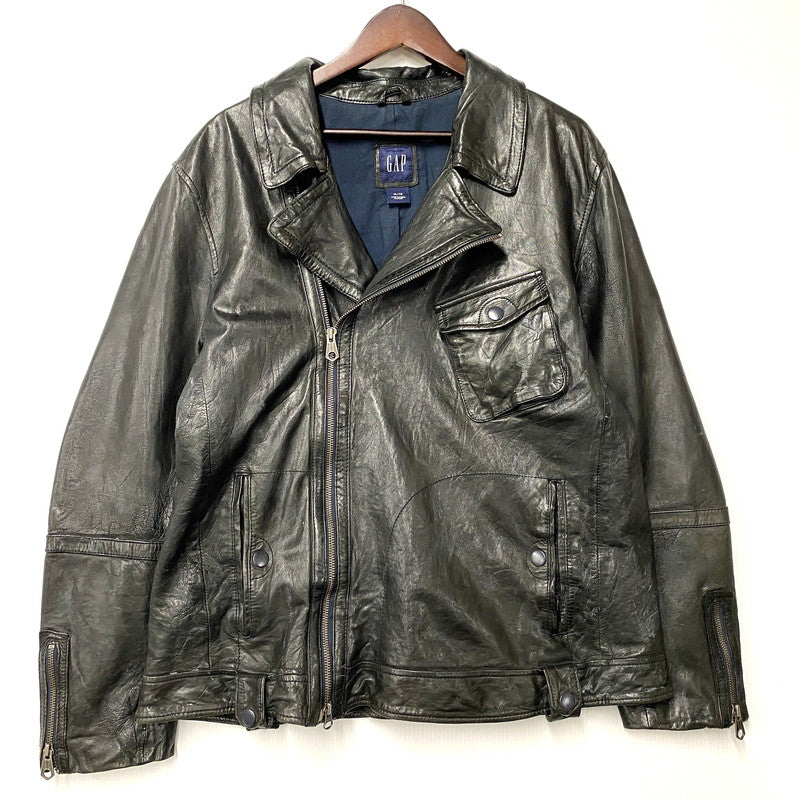 【中古品】【メンズ】 OLD GAP オールド ギャップ 紺タグ SHEEP LEATHER RIDERS JACKET シープ レザー ライダース ジャケット アウター 146-260513-kh-01-izu サイズ：XL カラー：ブラック 万代Net店