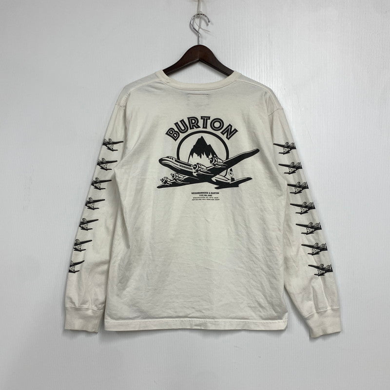 【中古品】【メンズ】 NEIGHBORHOOD ネイバーフッド × BURTON バートン 17AW BACK PRINT L S TEE バック プリント ロングスリーブ Tシャツ トップス 長袖 142-260531-ya-13-izu サイズ：M-R カラー：ホワイト 万代Net店