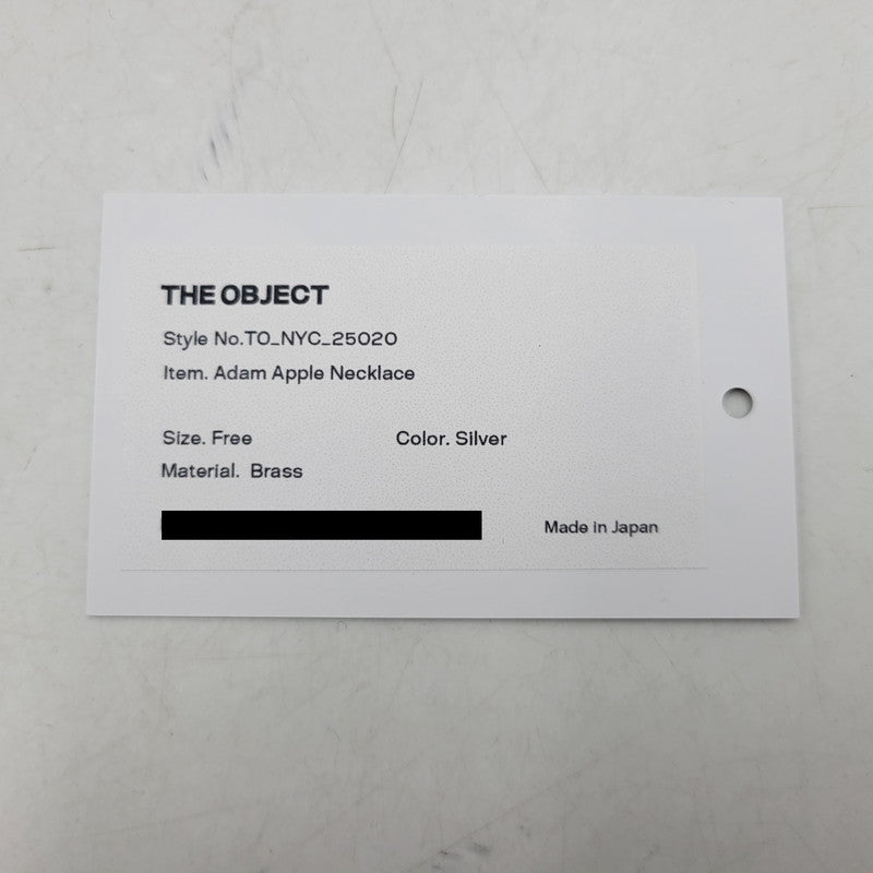 【中古品】【メンズ/レディース】 THE OBJECT ザ オブジェクト TO-NYC-25020 ADAM APPLE NECKLACE アダム アップル ネックレス アクセサリー 192-260515-cs-12-izu サイズ：F カラー：シルバー 万代Net店
