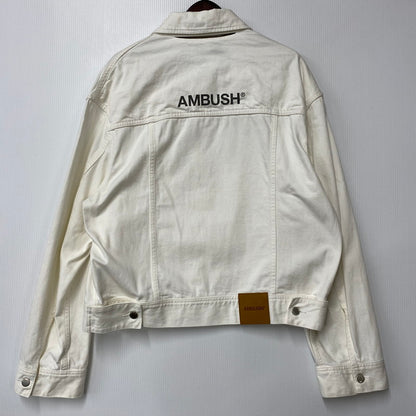 【中古品】【メンズ】 AMBUSH アンブッシュ 12111796 21SS LOGO CROP DENIM JACKET ロゴ クロップ デニム ジャケット アウター 142-260515-ya-10-izu サイズ：2 カラー：WHITE 万代Net店
