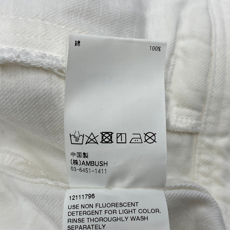 【中古品】【メンズ】 AMBUSH アンブッシュ 12111796 21SS LOGO CROP DENIM JACKET ロゴ クロップ デニム ジャケット アウター 142-260515-ya-10-izu サイズ：2 カラー：WHITE 万代Net店