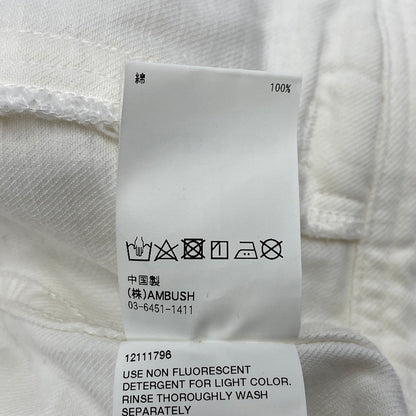 【中古品】【メンズ】 AMBUSH アンブッシュ 12111796 21SS LOGO CROP DENIM JACKET ロゴ クロップ デニム ジャケット アウター 142-260515-ya-10-izu サイズ：2 カラー：WHITE 万代Net店