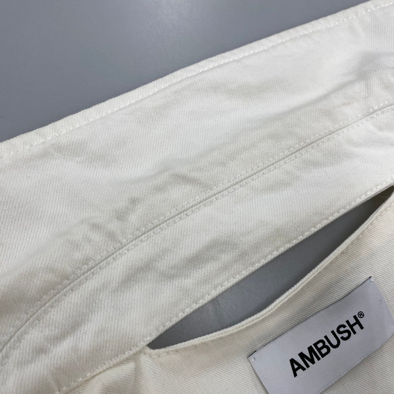 【中古品】【メンズ】 AMBUSH アンブッシュ 12111796 21SS LOGO CROP DENIM JACKET ロゴ クロップ デニム ジャケット アウター 142-260515-ya-10-izu サイズ：2 カラー：WHITE 万代Net店