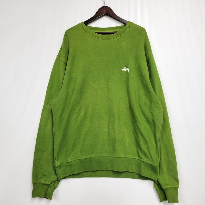 【現状渡し品】【メンズ】 STUSSY ステューシー LOGO 刺繍 SWEAT SHIRT ロゴ刺繍 スウェット シャツ トップス 142-260605-kh-11-izu サイズ：XL カラー：グリーン 万代Net店