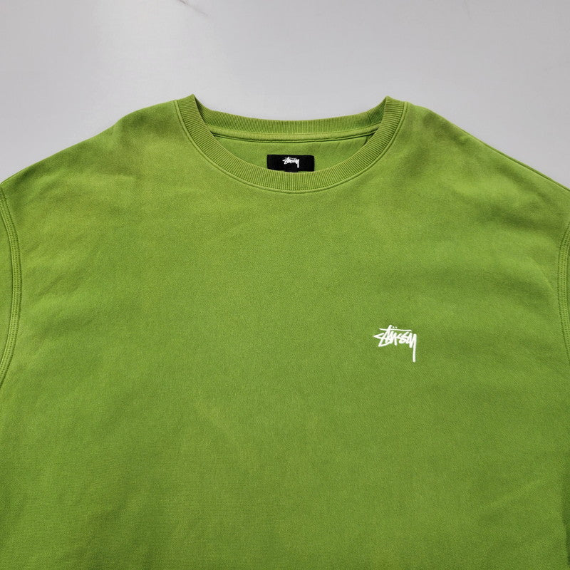 【現状渡し品】【メンズ】 STUSSY ステューシー LOGO 刺繍 SWEAT SHIRT ロゴ刺繍 スウェット シャツ トップス 142-260605-kh-11-izu サイズ：XL カラー：グリーン 万代Net店