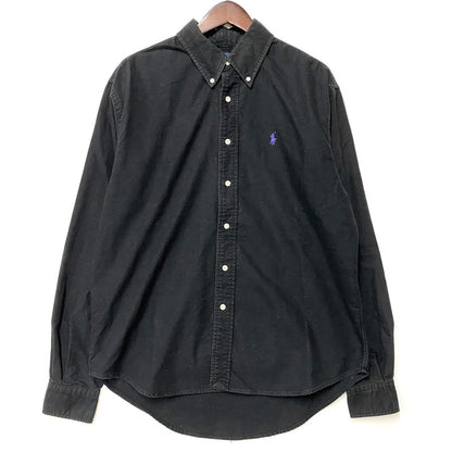 【中古品】【メンズ】 RALPH LAUREN ラルフローレン CUSTOM FIT PURPLE PONY L/S SHIRT パープルポニー ロングスリーブ シャツ 長袖 146-260524-as-34-izu サイズ：M カラー：ブラック 万代Net店