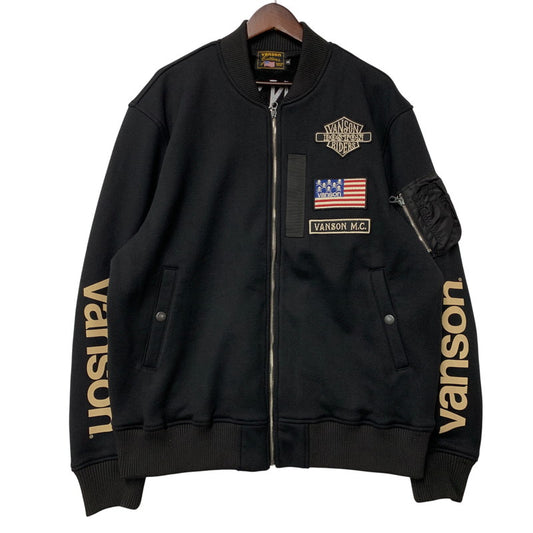 【中古美品】【メンズ】 VANSON バンソン NVSZ-2019 ボンディング MA-1 スリースター ジャケット アウター 145-260516-as-15-izu サイズ：XXL カラー：ブラック 万代Net店