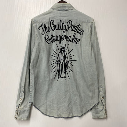 【中古品】【メンズ】 WACKO MARIA ワコマリア WASH DENIM WESTERN SHIRT MARIA 1 14AW-D-SHI-03 ウォッシュ デニム ウエスタンシャツ 長袖 142-260524-as-36-izu サイズ：M カラー：ライトインディゴ 万代Net店