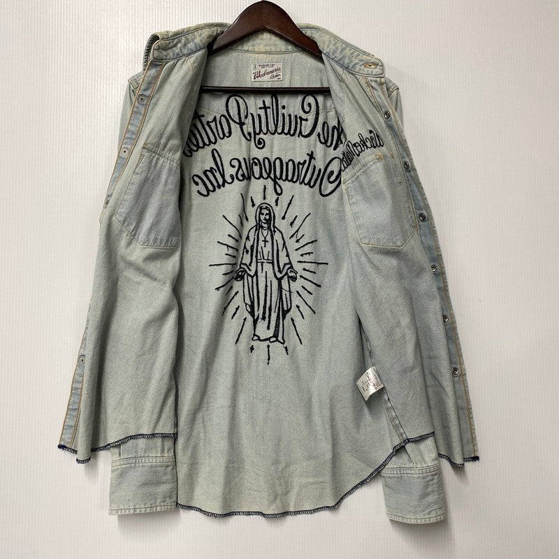 【中古品】【メンズ】 WACKO MARIA ワコマリア WASH DENIM WESTERN SHIRT MARIA 1 14AW-D-SHI-03 ウォッシュ デニム ウエスタンシャツ 長袖 142-260524-as-36-izu サイズ：M カラー：ライトインディゴ 万代Net店
