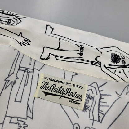 【中古品】【メンズ】 WACKO MARIA ワコマリア 総柄 LS HAWAIIAN SHIRT ロングスリーブ ハワイアン シャツ トップス 142-260516-kh-07-izu サイズ：S カラー：ホワイト×ブラック 万代Net店