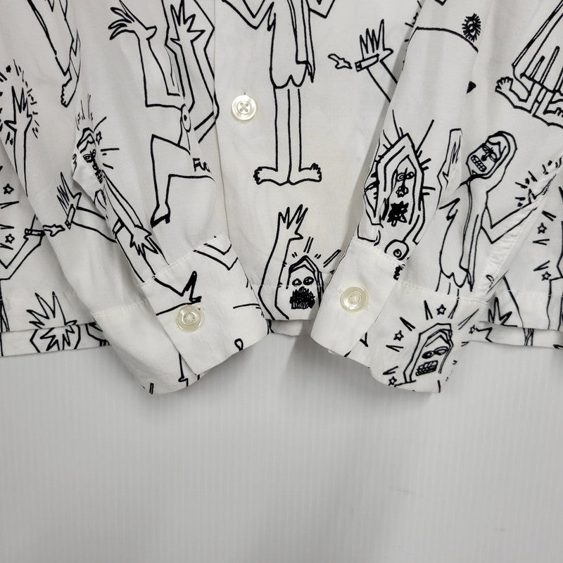【中古品】【メンズ】 WACKO MARIA ワコマリア 総柄 LS HAWAIIAN SHIRT ロングスリーブ ハワイアン シャツ トップス 142-260516-kh-07-izu サイズ：S カラー：ホワイト×ブラック 万代Net店
