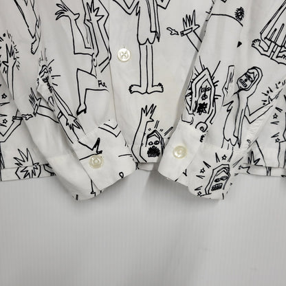 【中古品】【メンズ】 WACKO MARIA ワコマリア 総柄 LS HAWAIIAN SHIRT ロングスリーブ ハワイアン シャツ トップス 142-260516-kh-07-izu サイズ：S カラー：ホワイト×ブラック 万代Net店