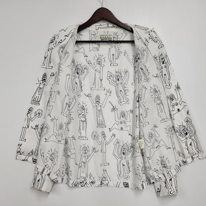 【中古品】【メンズ】 WACKO MARIA ワコマリア 総柄 LS HAWAIIAN SHIRT ロングスリーブ ハワイアン シャツ トップス 142-260516-kh-07-izu サイズ：S カラー：ホワイト×ブラック 万代Net店
