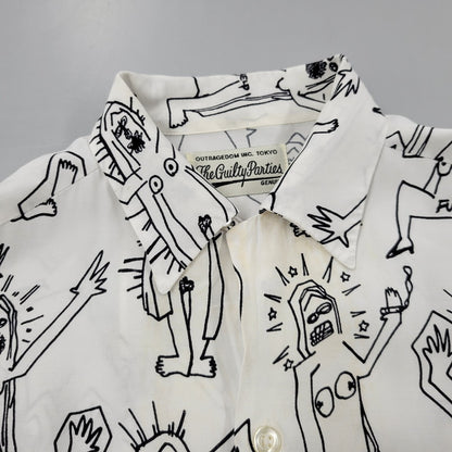 【中古品】【メンズ】 WACKO MARIA ワコマリア 総柄 LS HAWAIIAN SHIRT ロングスリーブ ハワイアン シャツ トップス 142-260516-kh-07-izu サイズ：S カラー：ホワイト×ブラック 万代Net店