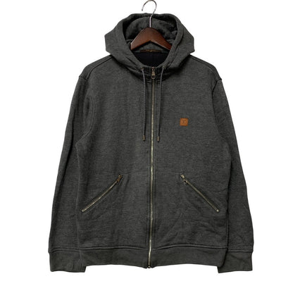 【中古品】【メンズ】 LOUIS VUITTON ルイ・ヴィトン LV LOGO LEATHER PATCH ZIPUP HOODED SWEAT SHIRT RM142Q H6Y51WJUH LVロゴ レザーパッチ ジップアップ フーディー パーカー 179-260516-as-11-izu サイズ：M カラー：グレー 万代Net店