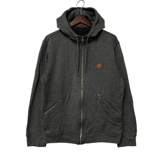 【中古品】【メンズ】 LOUIS VUITTON ルイ・ヴィトン LV LOGO LEATHER PATCH ZIPUP HOODED SWEAT SHIRT RM142Q H6Y51WJUH LVロゴ レザーパッチ ジップアップ フーディー パーカー 179-260516-as-11-izu サイズ：M カラー：グレー 万代Net店